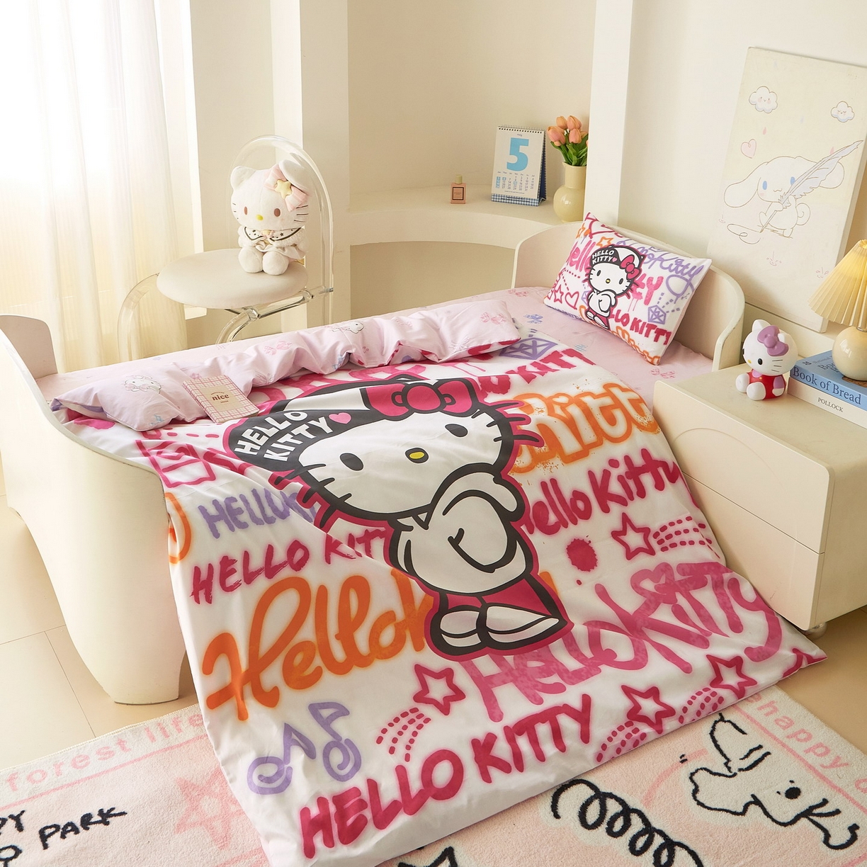 91家纺网 家纺一手货源 找家纺 蘭菲家纺 2026新款幼儿园儿童三丽欧系列多件套 涂鸦KT