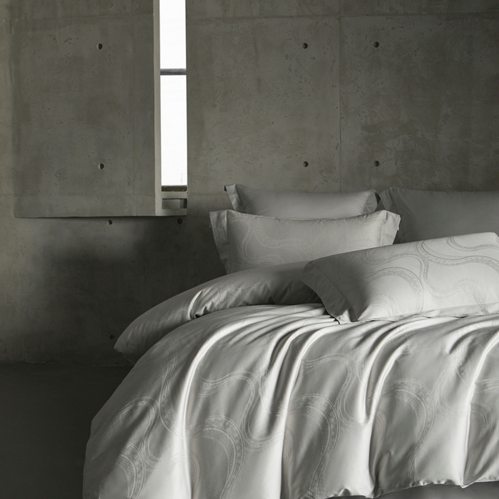 91家纺网 家纺一手货源 找家纺 舒慕家纺 2025新款亲肤舒适高端100S长绒棉纯棉银丝提花四件套 蓝珀时间海083