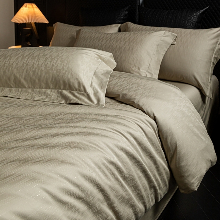 91家纺网 家纺一手货源 找家纺 舒慕家纺 2025新款亲肤舒适高端100S长绒棉纯棉银丝提花四件套 夏凡095