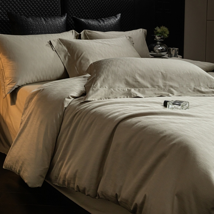 91家纺网 家纺一手货源 找家纺 舒慕家纺 2025新款亲肤舒适高端100S长绒棉纯棉银丝提花四件套 夏凡095