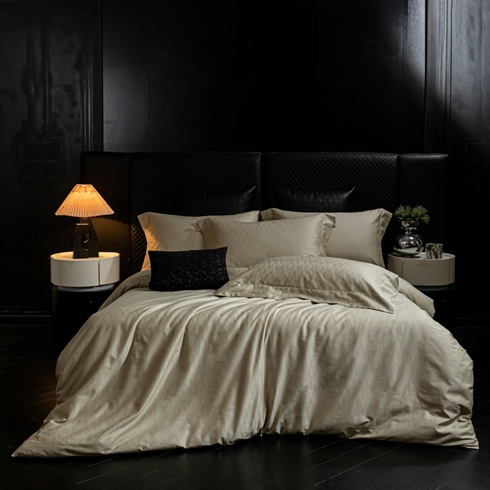 舒慕家纺 2025新款亲肤舒适高端100S长绒棉纯棉银丝提花四件套 夏凡095