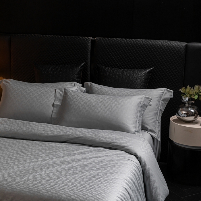 91家纺网 家纺一手货源 找家纺 舒慕家纺 2025新款亲肤舒适高端100S长绒棉纯棉银丝提花四件套 知意102