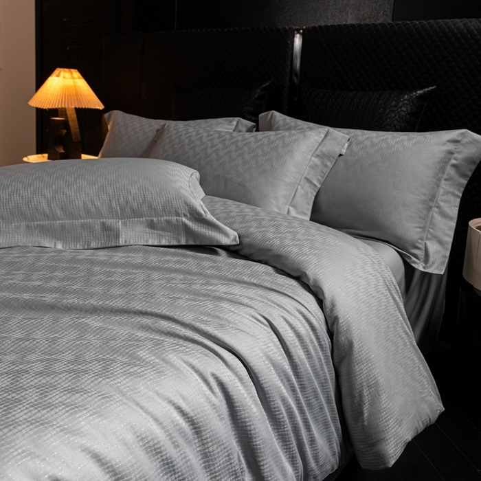 91家纺网 家纺一手货源 找家纺 舒慕家纺 2025新款亲肤舒适高端100S长绒棉纯棉银丝提花四件套 知意102