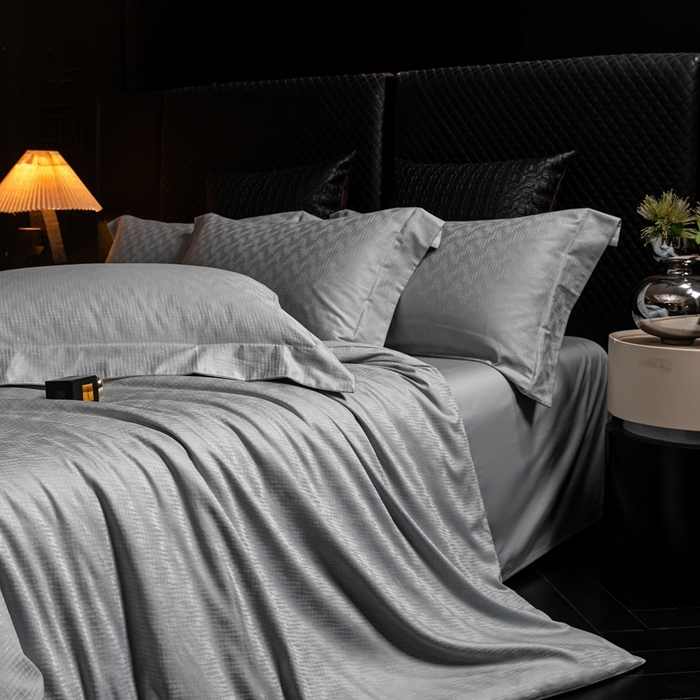 91家纺网 家纺一手货源 找家纺 舒慕家纺 2025新款亲肤舒适高端100S长绒棉纯棉银丝提花四件套 知意102