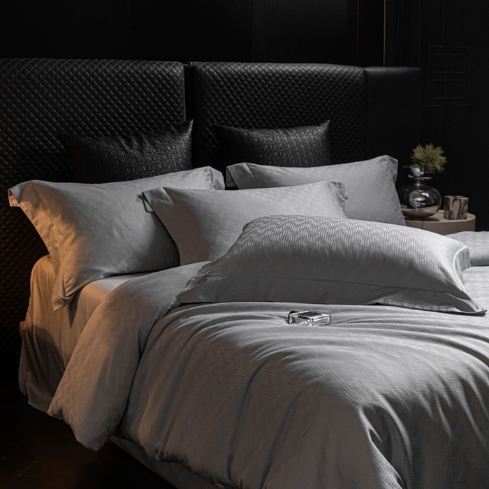 91家纺网 家纺一手货源 找家纺 舒慕家纺 2025新款亲肤舒适高端100S长绒棉纯棉银丝提花四件套 知意102