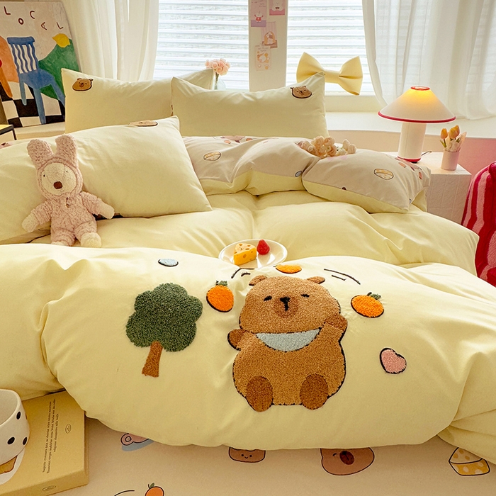 91家纺网 家纺一手货源 找家纺 （总）优贝 爆款水洗棉云朵棉毛巾绣四件套（提供买家绣）