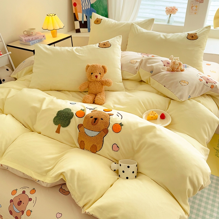 91家纺网 家纺一手货源 找家纺 （总）优贝 爆款水洗棉云朵棉毛巾绣四件套（提供买家绣）