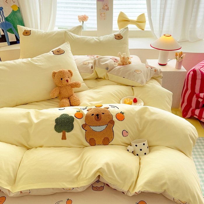 91家纺网 家纺一手货源 找家纺 （总）优贝 爆款水洗棉云朵棉毛巾绣四件套（提供买家绣）