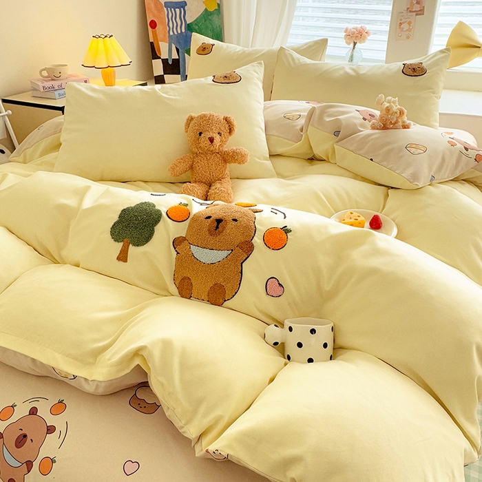 91家纺网 家纺一手货源 找家纺 （总）优贝 爆款水洗棉云朵棉毛巾绣四件套（提供买家绣）