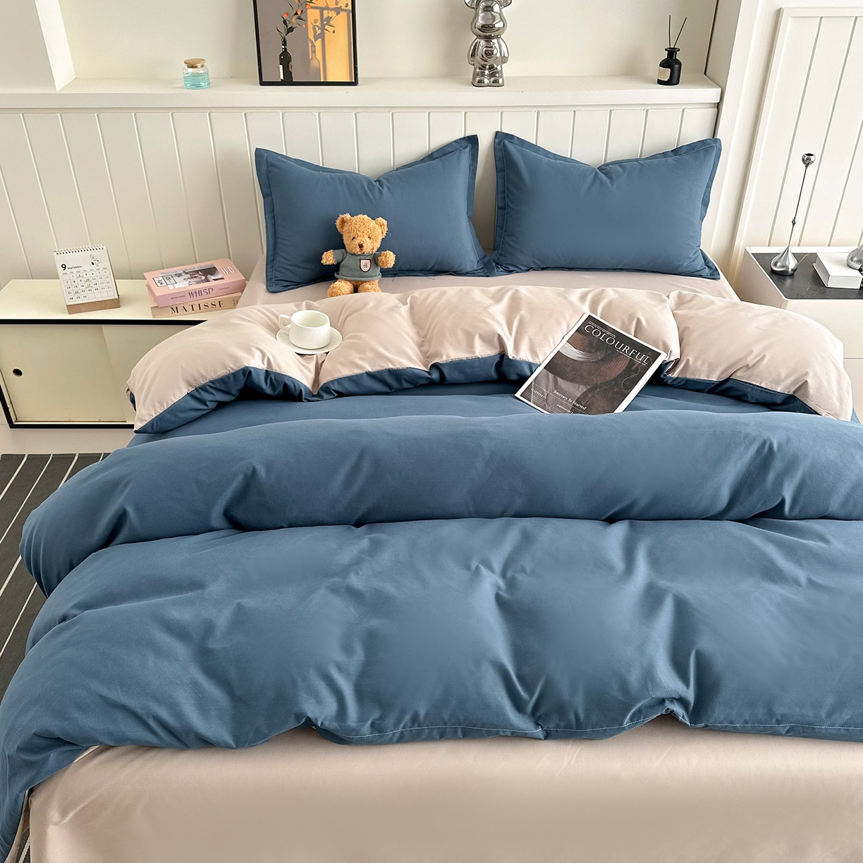 91家纺网 家纺一手货源 找家纺 （总）佑泽家纺 2026年纯色双拼水洗棉四件套单被套