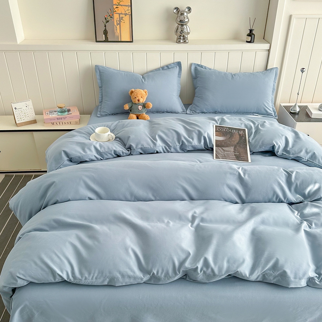 91家纺网 家纺一手货源 找家纺 （总）佑泽家纺 2026年纯色双拼水洗棉四件套单被套