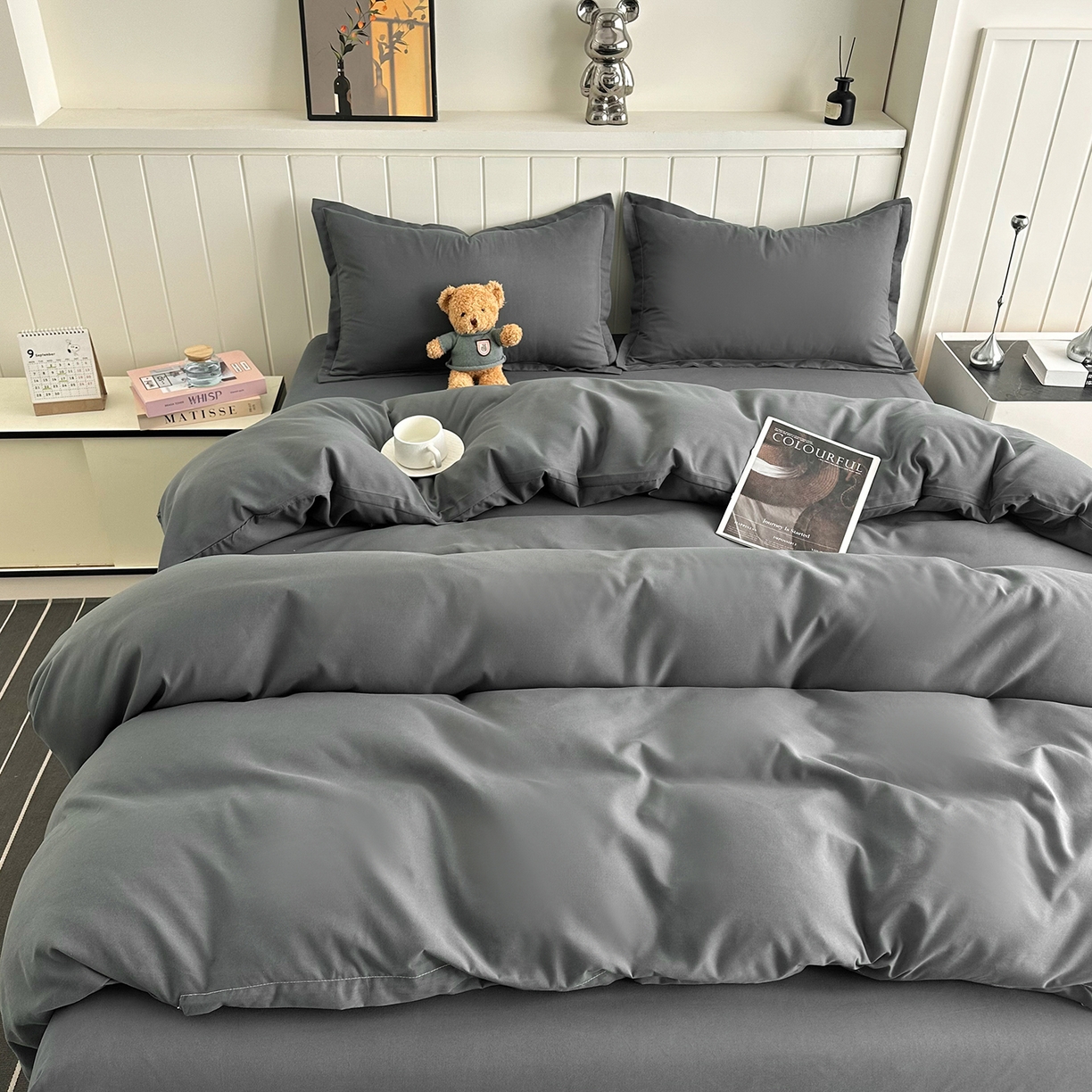 91家纺网 家纺一手货源 找家纺 （总）佑泽家纺 2026年纯色双拼水洗棉四件套单被套