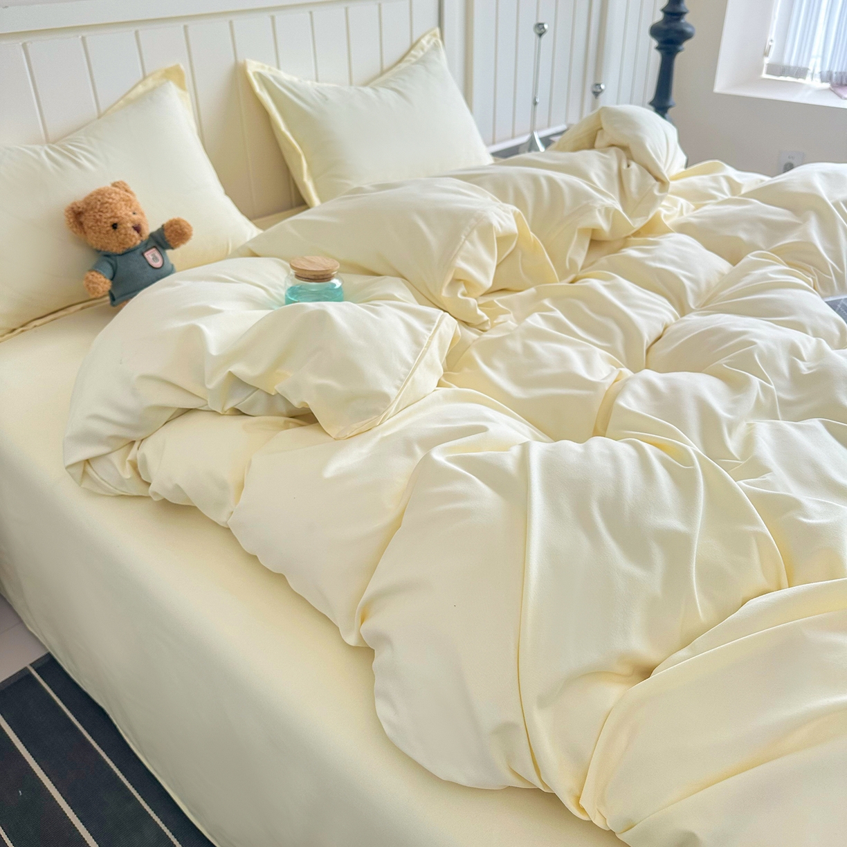 91家纺网 家纺一手货源 找家纺 （总）佑泽家纺 2026年纯色双拼水洗棉四件套单被套