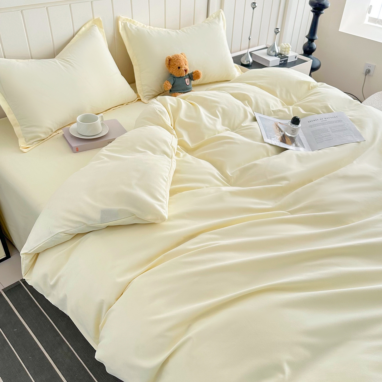 91家纺网 家纺一手货源 找家纺 （总）佑泽家纺 2026年纯色双拼水洗棉四件套单被套