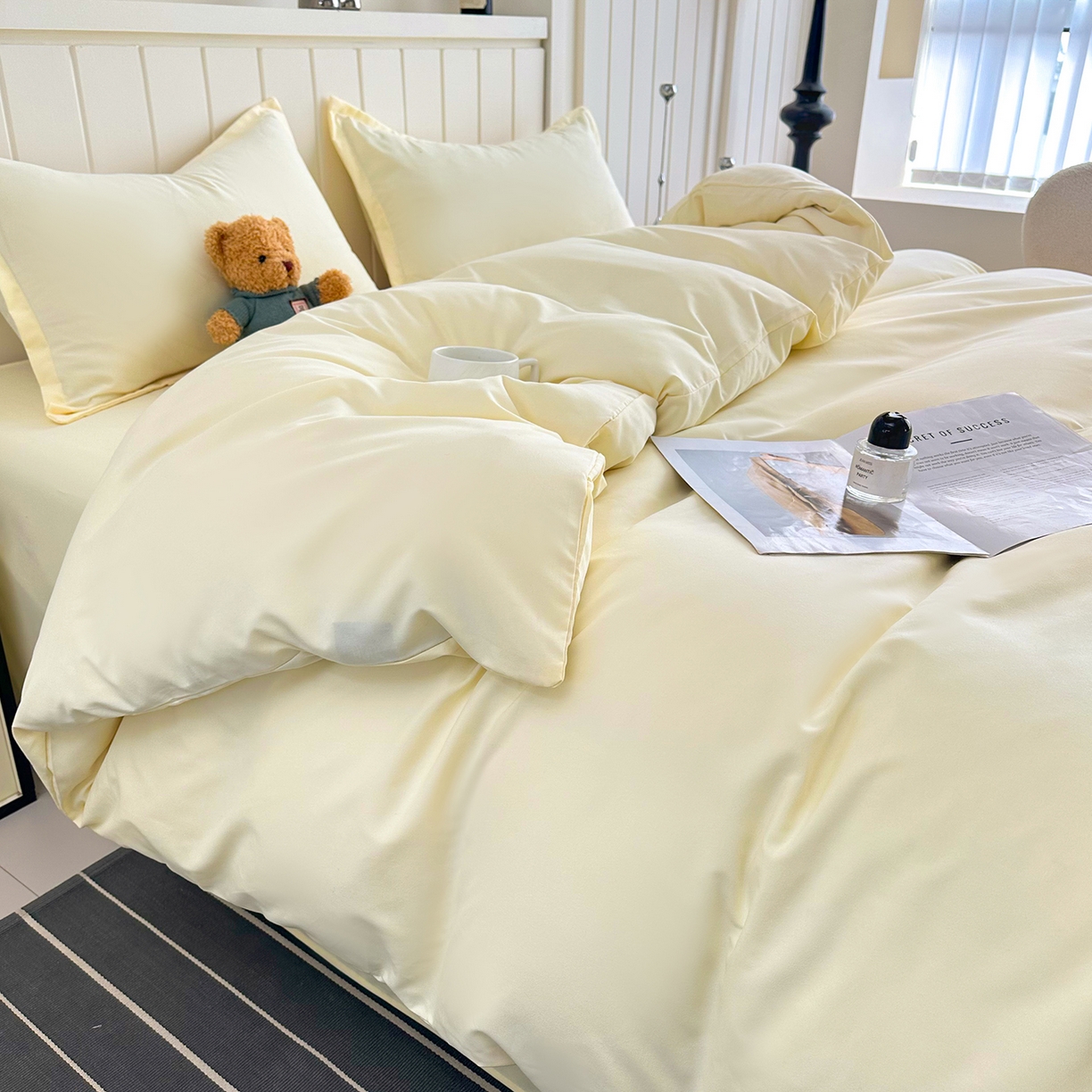 91家纺网 家纺一手货源 找家纺 （总）佑泽家纺 2026年纯色双拼水洗棉四件套单被套