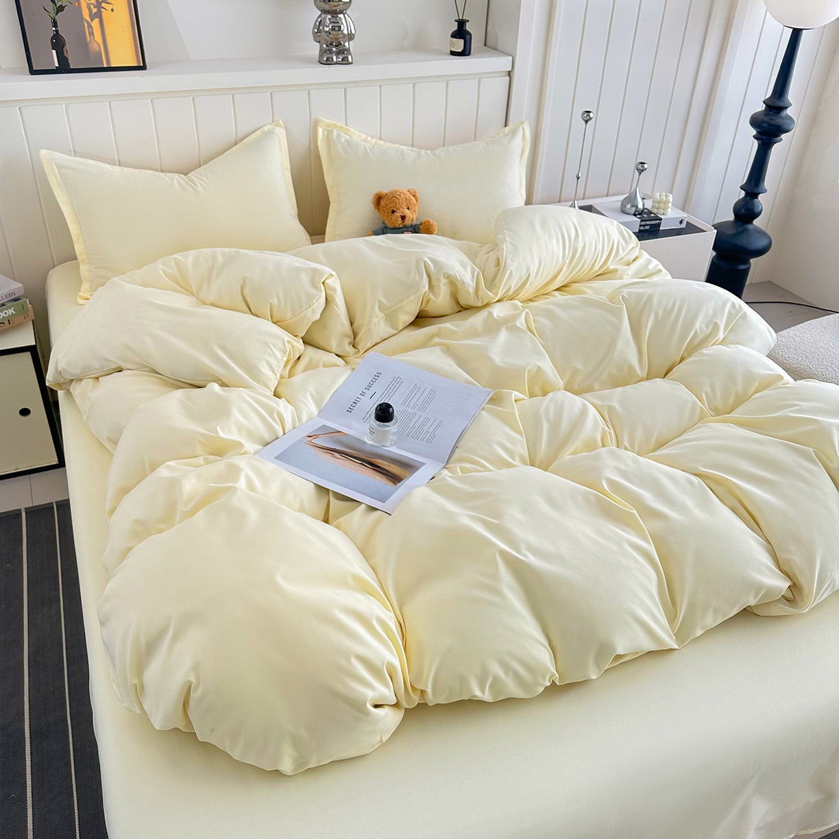 91家纺网 家纺一手货源 找家纺 （总）佑泽家纺 2026年纯色双拼水洗棉四件套单被套