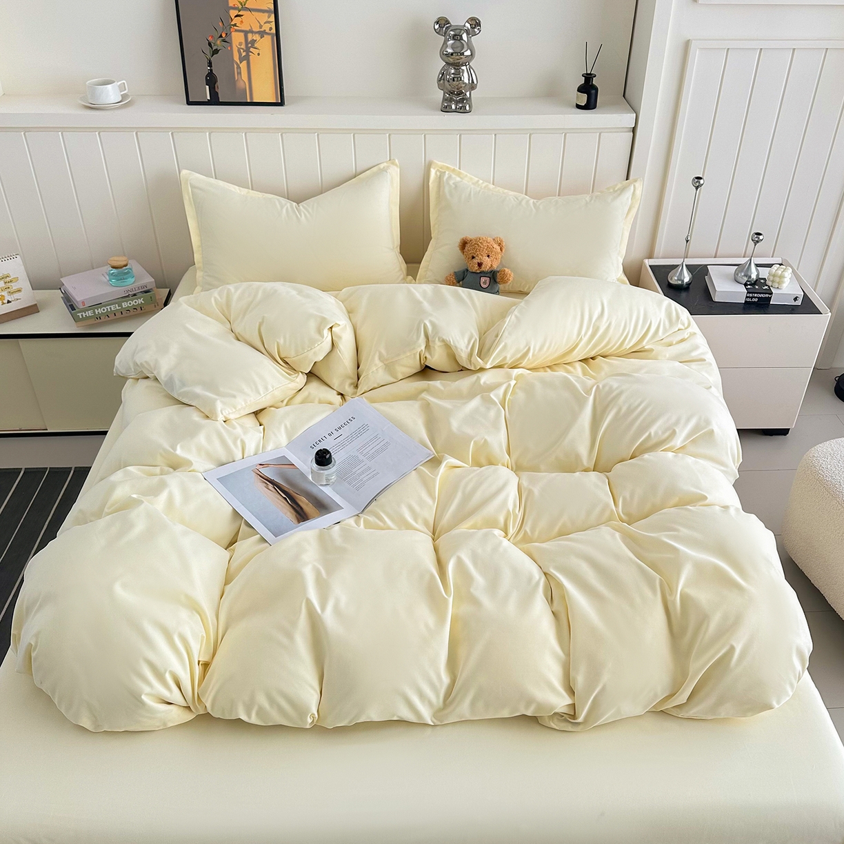 91家纺网 家纺一手货源 找家纺 （总）佑泽家纺 2026年纯色双拼水洗棉四件套单被套