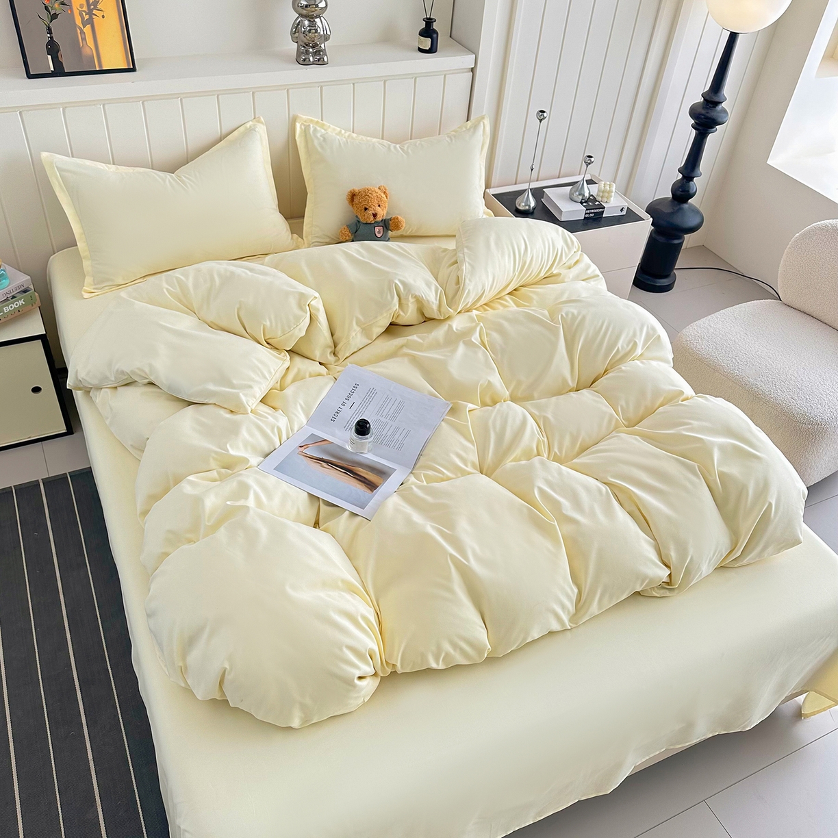 91家纺网 家纺一手货源 找家纺 （总）佑泽家纺 2026年纯色双拼水洗棉四件套单被套