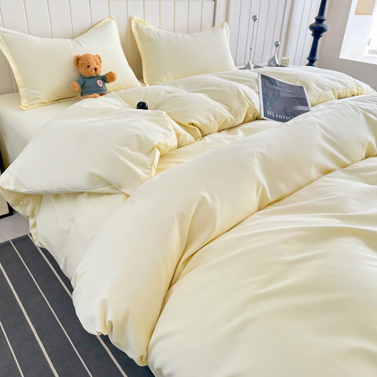 91家纺网 家纺一手货源 找家纺 （总）佑泽家纺 2026年纯色双拼水洗棉四件套单被套