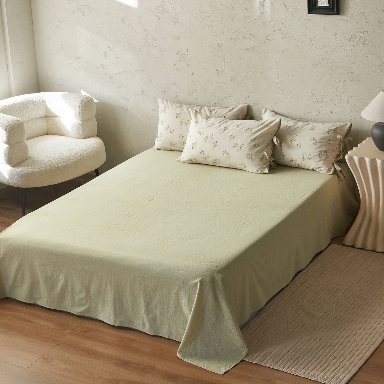 91家纺网 家纺一手货源 找家纺 （总）绫韵家纺 2026春夏新款A类印花棉麻蝴蝶结四件套