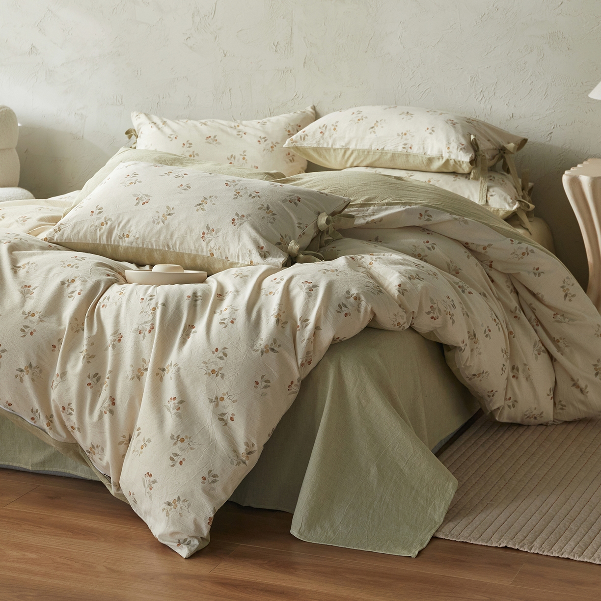 91家纺网 家纺一手货源 找家纺 （总）绫韵家纺 2026春夏新款A类印花棉麻蝴蝶结四件套