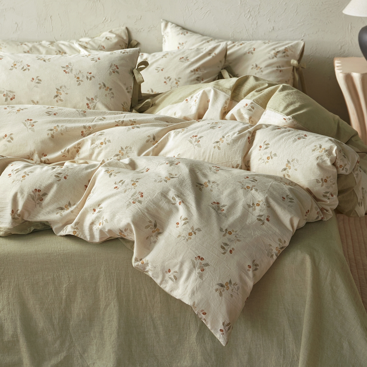 91家纺网 家纺一手货源 找家纺 （总）绫韵家纺 2026春夏新款A类印花棉麻蝴蝶结四件套