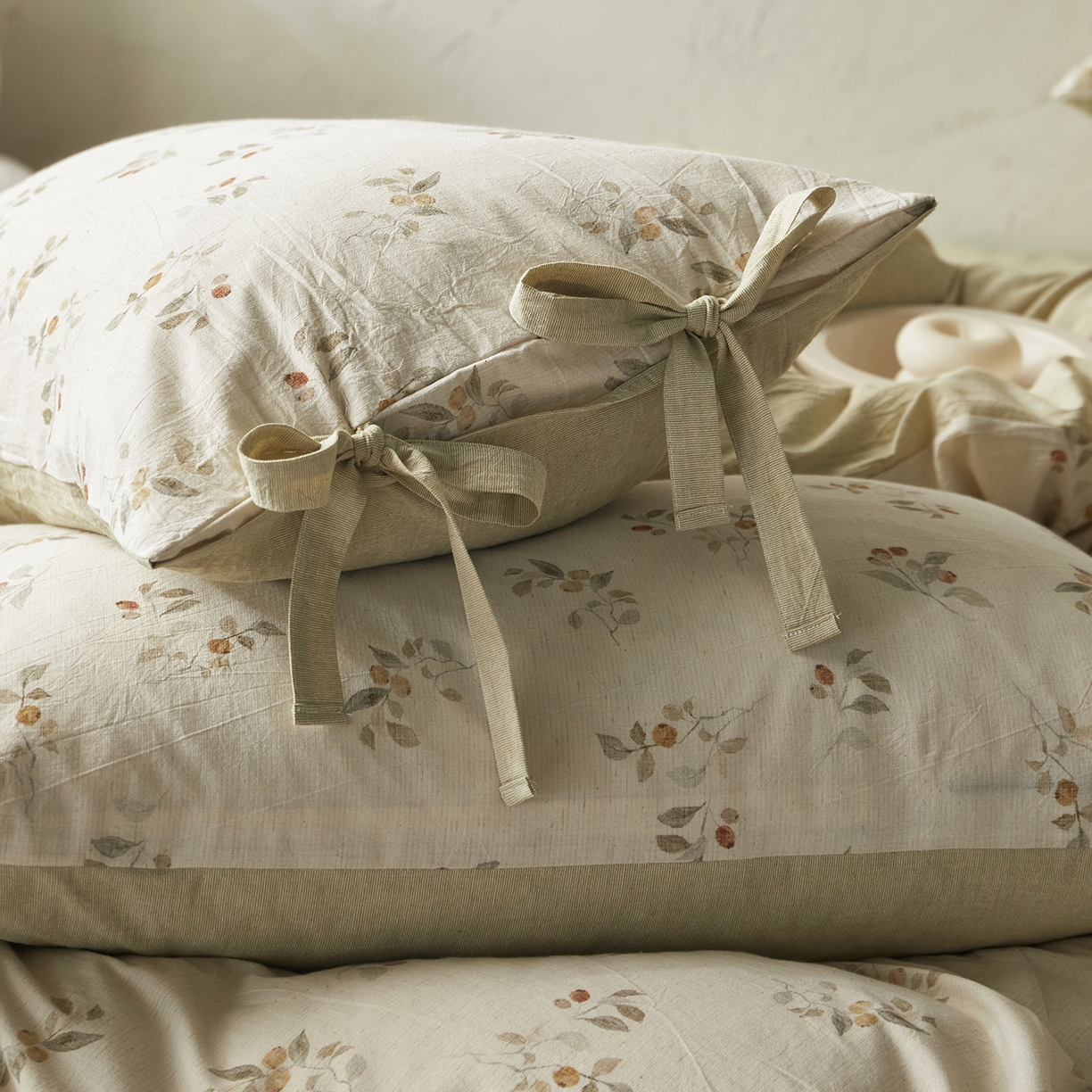 91家纺网 家纺一手货源 找家纺 （总）绫韵家纺 2026春夏新款A类印花棉麻蝴蝶结四件套