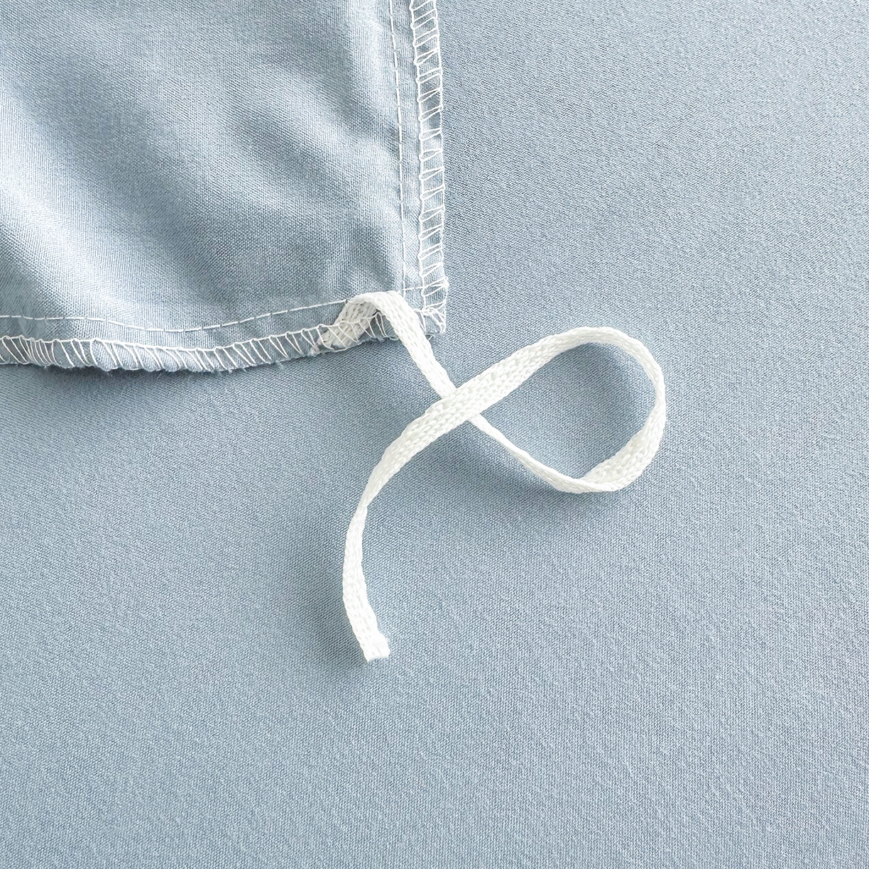 91家纺网 家纺一手货源 找家纺 佑泽家纺 2026年纯色双拼水洗棉四件套单被套 天空蓝