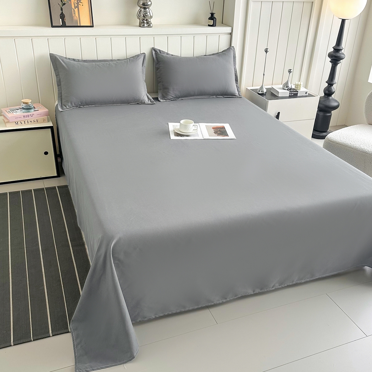 91家纺网 家纺一手货源 找家纺 佑泽家纺 2026年纯色双拼水洗棉四件套单被套 钻石灰