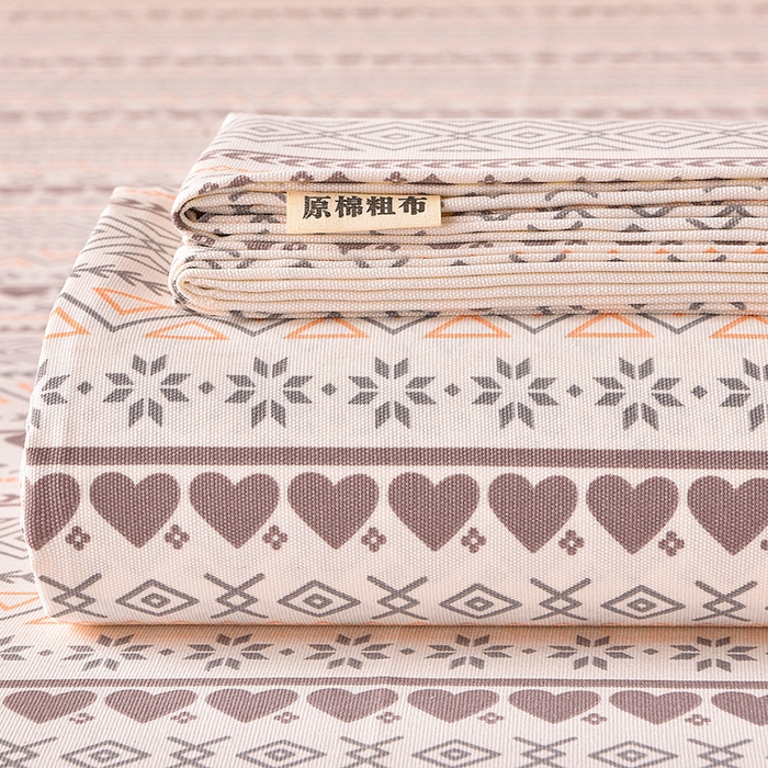 （总）德比尔斯  2026新款原棉老粗布凉席印花床单三件套