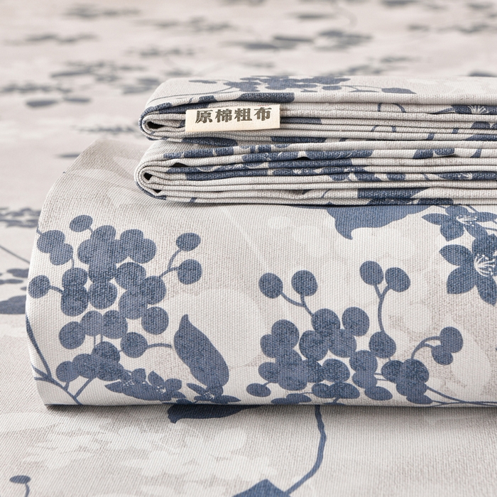 91家纺网 家纺一手货源 找家纺 （总）德比尔斯  2026新款原棉老粗布凉席印花床单三件套