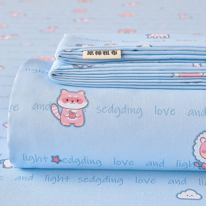 91家纺网 家纺一手货源 找家纺 （总）德比尔斯  2026新款原棉老粗布凉席印花床单三件套