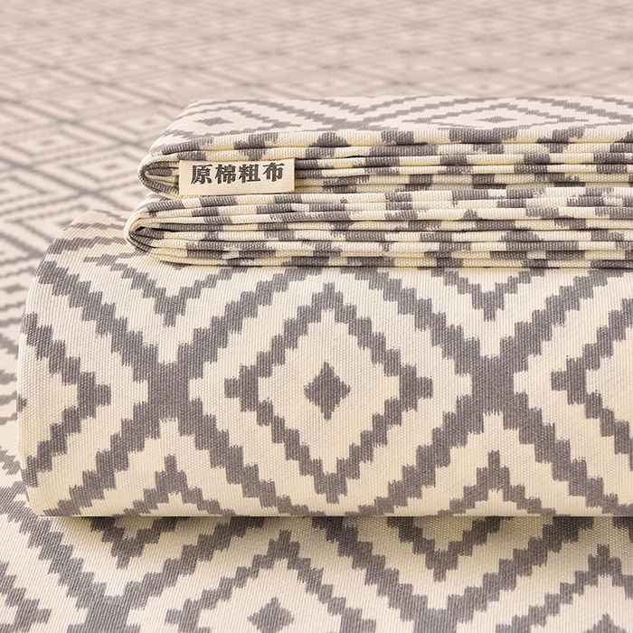 91家纺网 家纺一手货源 找家纺 （总）德比尔斯  2026新款原棉老粗布凉席印花床单三件套