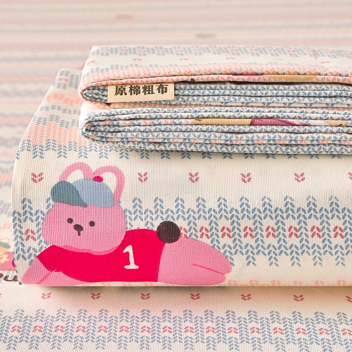 91家纺网 家纺一手货源 找家纺 （总）德比尔斯  2026新款原棉老粗布凉席印花床单三件套