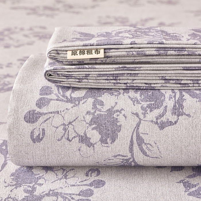 91家纺网 家纺一手货源 找家纺 （总）德比尔斯  2026新款原棉老粗布凉席印花床单三件套