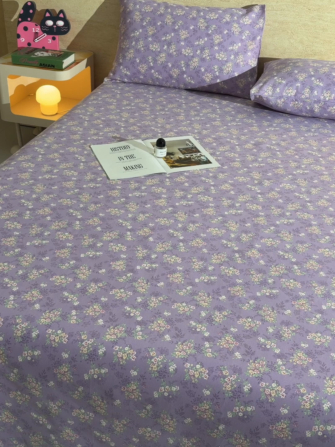 91家纺网 家纺一手货源 找家纺 德比尔斯  2026新款原棉老粗布凉席印花床单三件套 黛紫