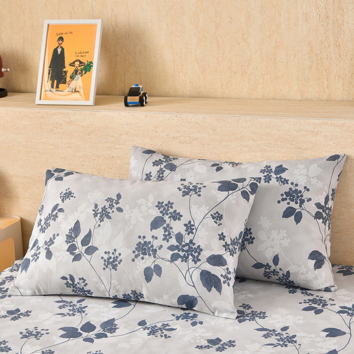 91家纺网 家纺一手货源 找家纺 德比尔斯  2026新款原棉老粗布凉席印花床单三件套 迭迭绿