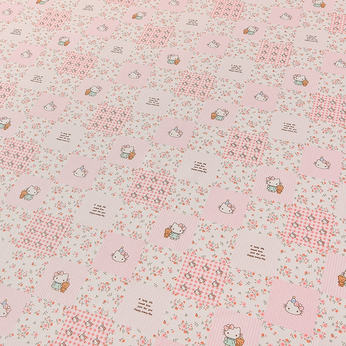 91家纺网 家纺一手货源 找家纺 德比尔斯  2026新款原棉老粗布凉席印花床单三件套 粉色猫