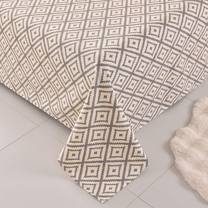 91家纺网 家纺一手货源 找家纺 德比尔斯  2026新款原棉老粗布凉席印花床单三件套 菱格