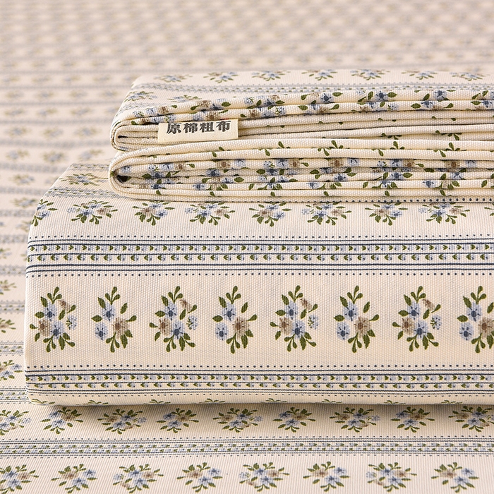 德比尔斯  2026新款原棉老粗布凉席印花床单三件套 慕夏