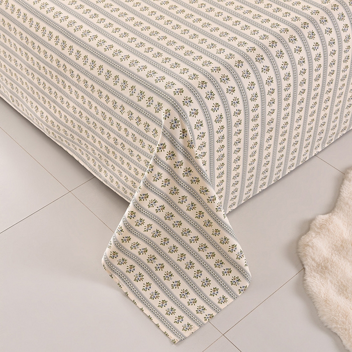 91家纺网 家纺一手货源 找家纺 德比尔斯  2026新款原棉老粗布凉席印花床单三件套 慕夏