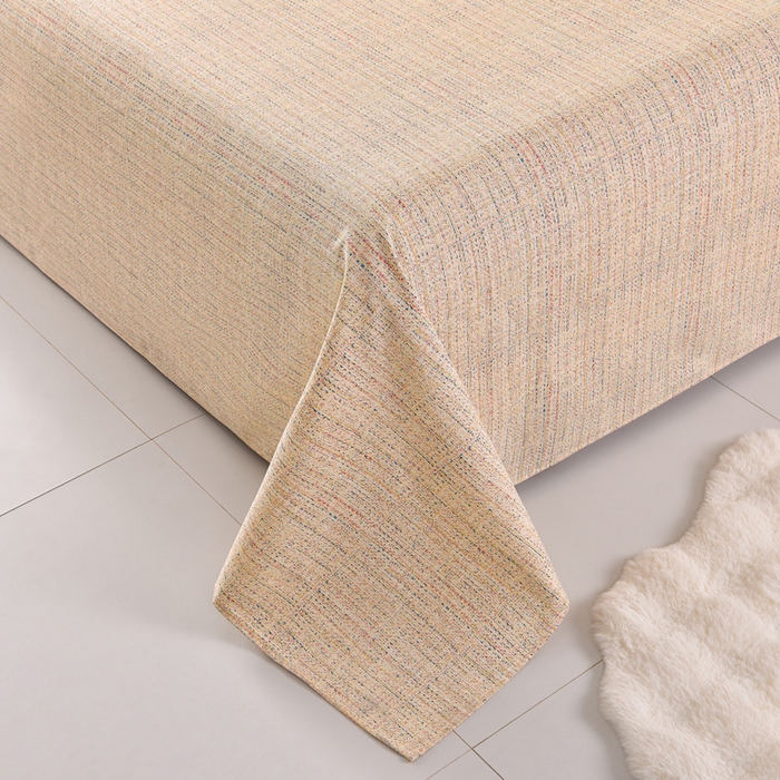 91家纺网 家纺一手货源 找家纺 德比尔斯  2026新款原棉老粗布凉席印花床单三件套 如意棕