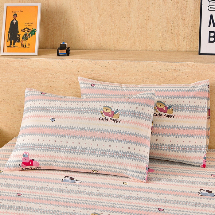 91家纺网 家纺一手货源 找家纺 德比尔斯  2026新款原棉老粗布凉席印花床单三件套 童年游戏