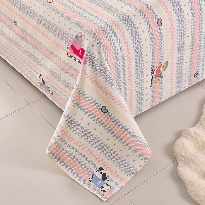 91家纺网 家纺一手货源 找家纺 德比尔斯  2026新款原棉老粗布凉席印花床单三件套 童年游戏