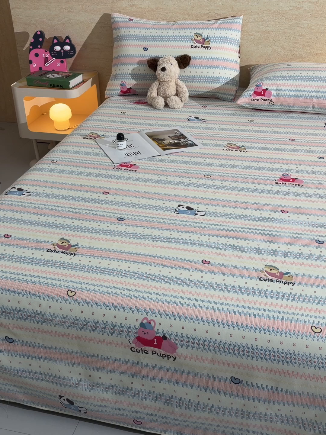 91家纺网 家纺一手货源 找家纺 德比尔斯  2026新款原棉老粗布凉席印花床单三件套 童年游戏