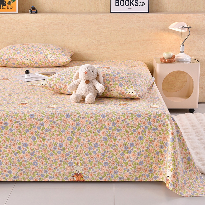 91家纺网 家纺一手货源 找家纺 德比尔斯  2026新款原棉老粗布凉席印花床单三件套 西野暮色