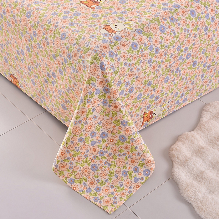 91家纺网 家纺一手货源 找家纺 德比尔斯  2026新款原棉老粗布凉席印花床单三件套 西野暮色