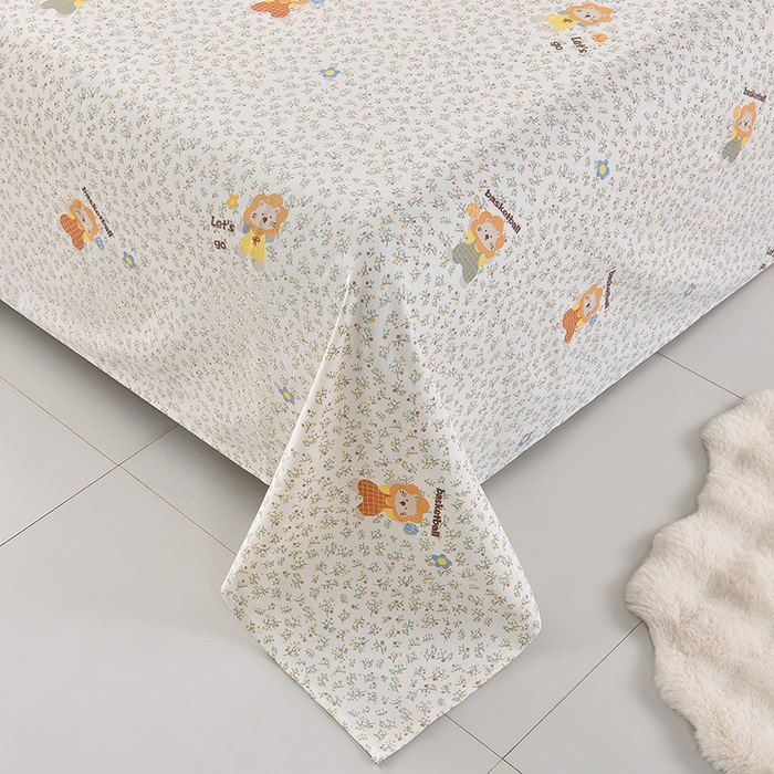 91家纺网 家纺一手货源 找家纺 德比尔斯  2026新款原棉老粗布凉席印花床单三件套 小狮子