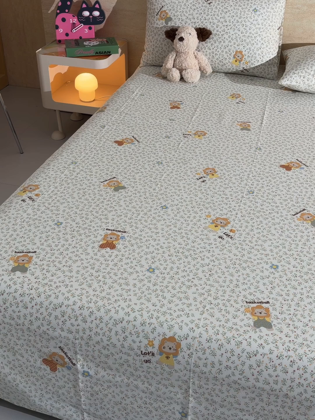 91家纺网 家纺一手货源 找家纺 德比尔斯  2026新款原棉老粗布凉席印花床单三件套 小狮子