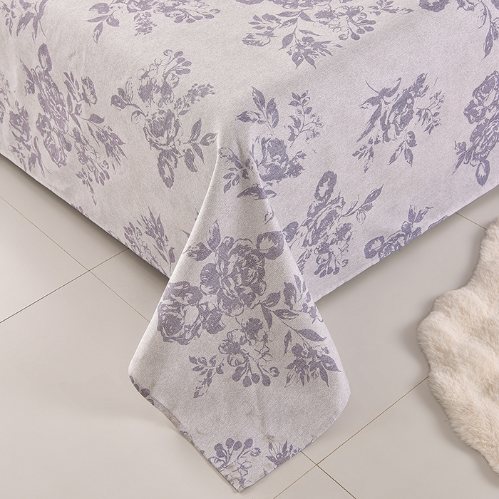 91家纺网 家纺一手货源 找家纺 德比尔斯  2026新款原棉老粗布凉席印花床单三件套 紫嫣